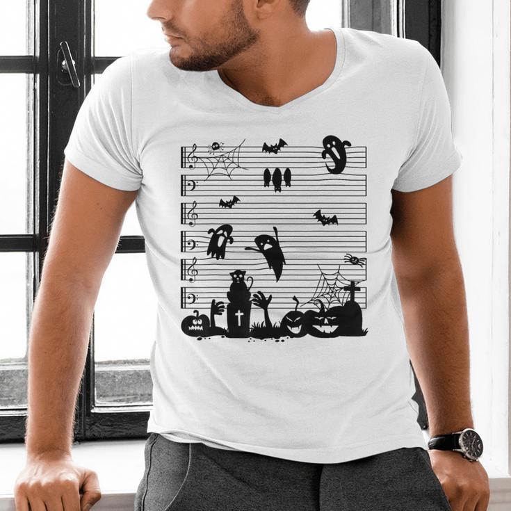 Halloween Music Note Clefs Spooky Ghost For Music Teacher Men's V-Neck T-Shirt, gift for family, gift for coworker Halloween Music Note Clefs Spooky Ghost For Music Teacher Men's V-Neck T-Shirt, gift for family, gift for coworker