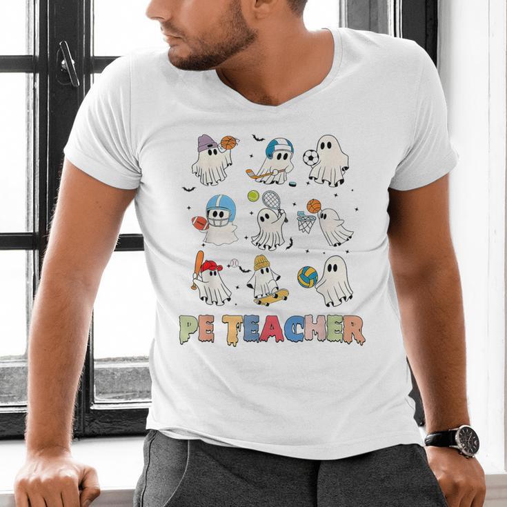 Halloween PE Teacher Spooky Physical Education Teacher Men's V-Neck T-Shirt, Pe Teacher Shirts, gift for family, gift for coworker Halloween PE Teacher Spooky Physical Education Teacher Men's V-Neck T-Shirt, Pe Teacher Shirts, gift for family, gift for coworker