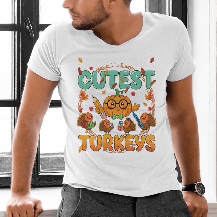Humor I Teach The Cutest Turkeys Thanksgiving Teacher Men's V-Neck T-Shirt, gift for family, gift for coworker Humor I Teach The Cutest Turkeys Thanksgiving Teacher Men's V-Neck T-Shirt, gift for family, gift for coworker