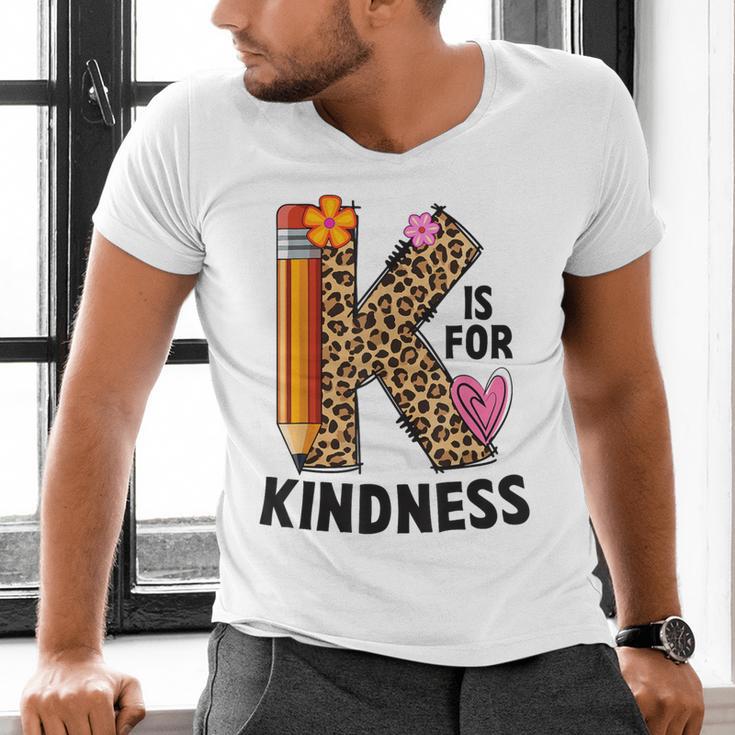 K Is For Kindness Unity Day Teacher Kids Men's V-Neck T-Shirt, gift for family, gift for coworker K Is For Kindness Unity Day Teacher Kids Men's V-Neck T-Shirt, gift for family, gift for coworker