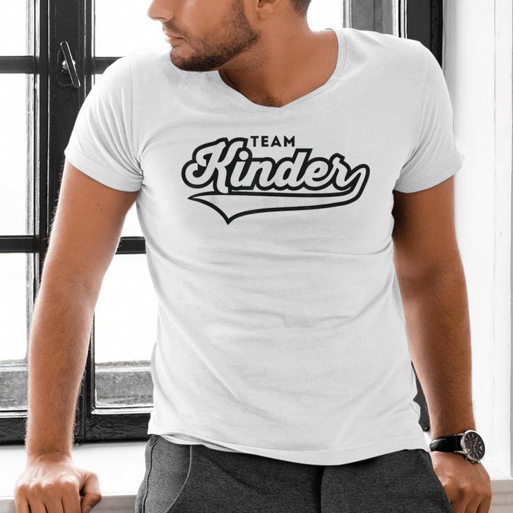 Kindergarten TEAM School Teacher Kinder Baseball-Style Shirt Men's V-Neck T-Shirt, gift for family, gift for coworker Kindergarten TEAM School Teacher Kinder Baseball-Style Shirt Men's V-Neck T-Shirt, gift for family, gift for coworker