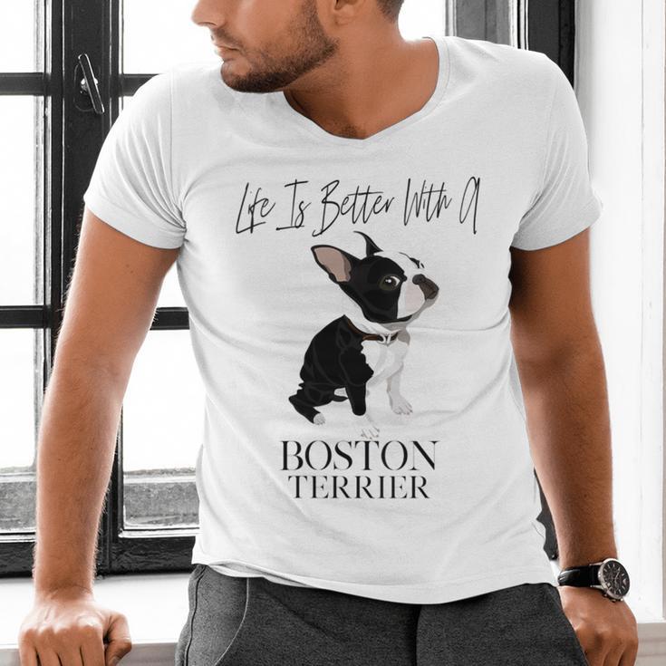 Life Is Better With A Boston Terrier Dog For Lover Men's V-Neck T-Shirt, gift for family, gift for coworker