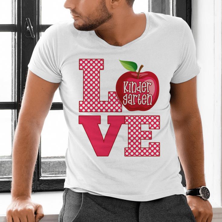 Love Kindergarten Cute Apple School Teacher Men's V-Neck T-Shirt, gift for family, gift for coworker Love Kindergarten Cute Apple School Teacher Men's V-Neck T-Shirt, gift for family, gift for coworker