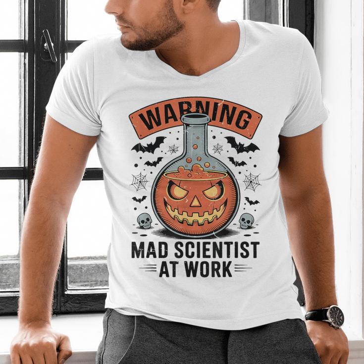 Mad Scientist Pumpkin Science Teacher Halloween Costume Kids Men's V-Neck T-Shirt, Science Teacher Shirts, gift for family, gift for coworker