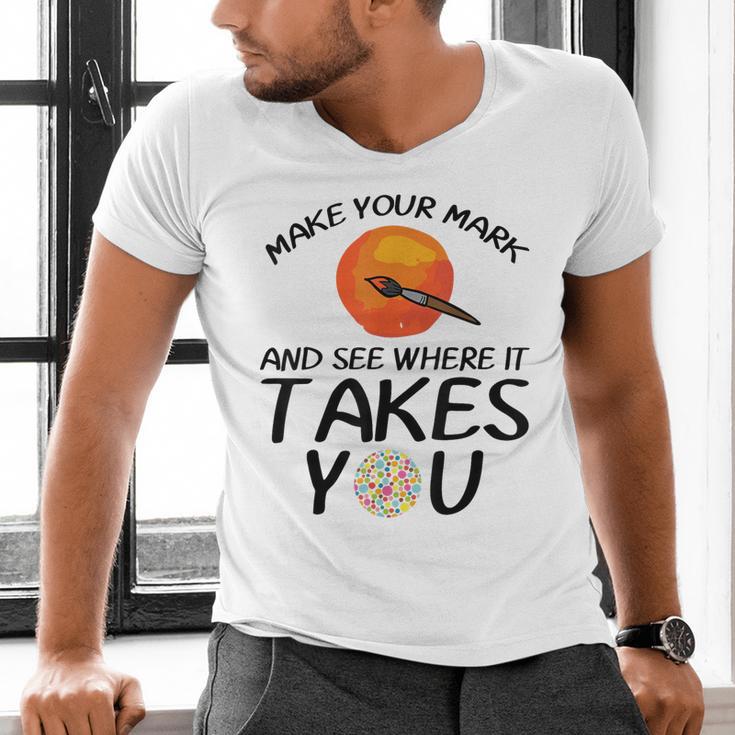 Make Mark Paintbrush International Dot Day Art Teacher Men's V-Neck T-Shirt, gift for family, gift for coworker Make Mark Paintbrush International Dot Day Art Teacher Men's V-Neck T-Shirt, gift for family, gift for coworker