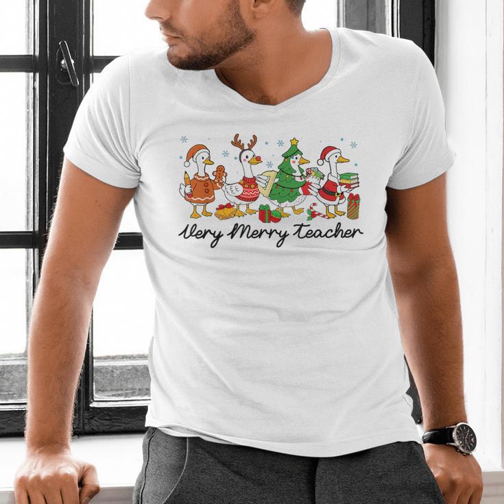 Very Merry Teacher Christmas Goose Silly Holiday Party Men's V-Neck T-Shirt, gift for family, gift for coworker Very Merry Teacher Christmas Goose Silly Holiday Party Men's V-Neck T-Shirt, gift for family, gift for coworker