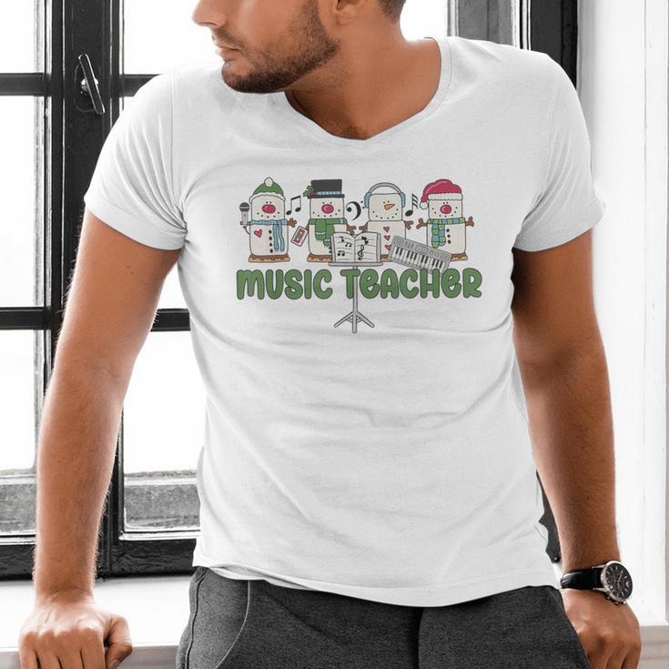Music Teacher Christmas Holiday Wnter Music Instructor Men's V-Neck T-Shirt, gift for family, gift for coworker Music Teacher Christmas Holiday Wnter Music Instructor Men's V-Neck T-Shirt, gift for family, gift for coworker