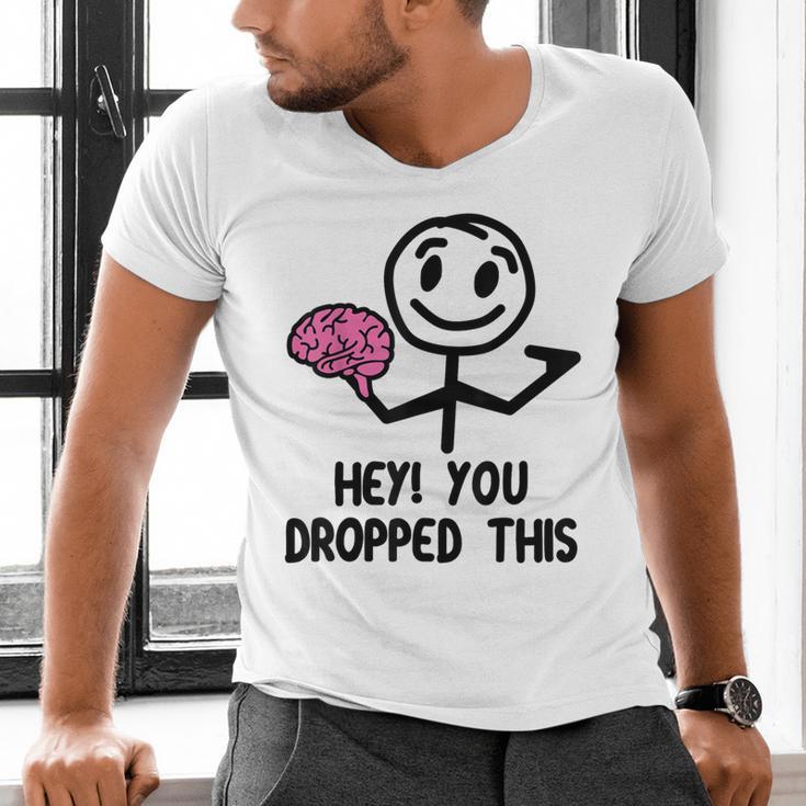 Nerdy Hey You Dropped This Brain Math Teacher Men's V-Neck T-Shirt, gift for family, gift for coworker