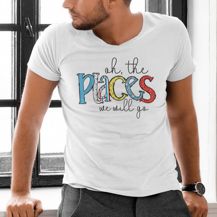 Oh The Places We Will Go Reading Day Book Lovers Teachers Men's V-Neck T-Shirt, gift for family, gift for coworker