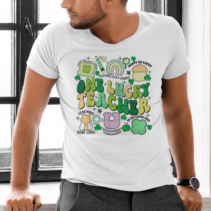 One Lucky Teacher St Patrick's Day Irish Teacher Lucky Era Men's V-Neck T-Shirt, gift for family, gift for coworker
