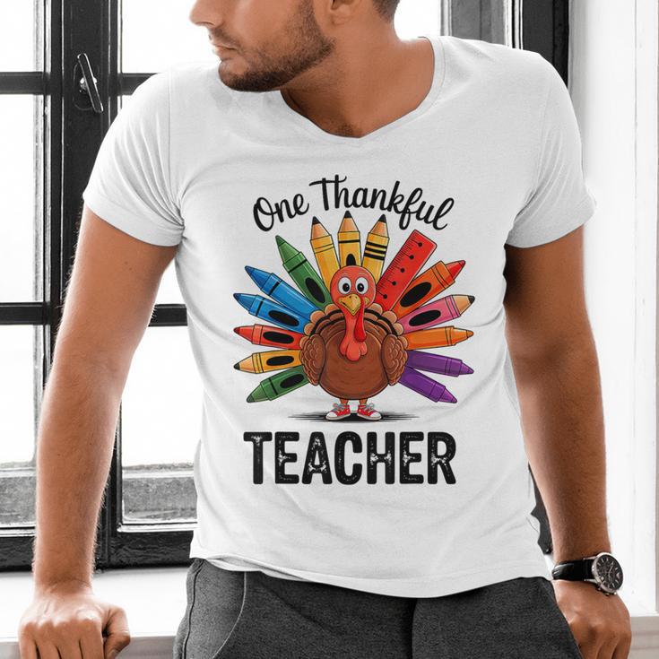One Thankful Teacher Thanksgiving TurkeyCute Pencil Men's V-Neck T-Shirt, gift for family, gift for coworker One Thankful Teacher Thanksgiving TurkeyCute Pencil Men's V-Neck T-Shirt, gift for family, gift for coworker