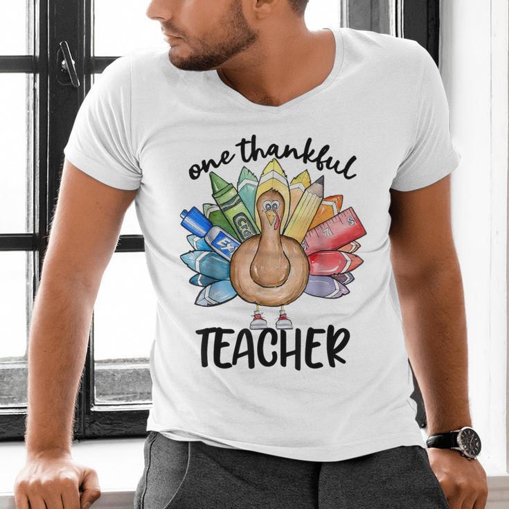 One Thankful Teacher Turkey Pencil Thanksgiving Teachers Men's V-Neck T-Shirt, gift for family, gift for coworker One Thankful Teacher Turkey Pencil Thanksgiving Teachers Men's V-Neck T-Shirt, gift for family, gift for coworker