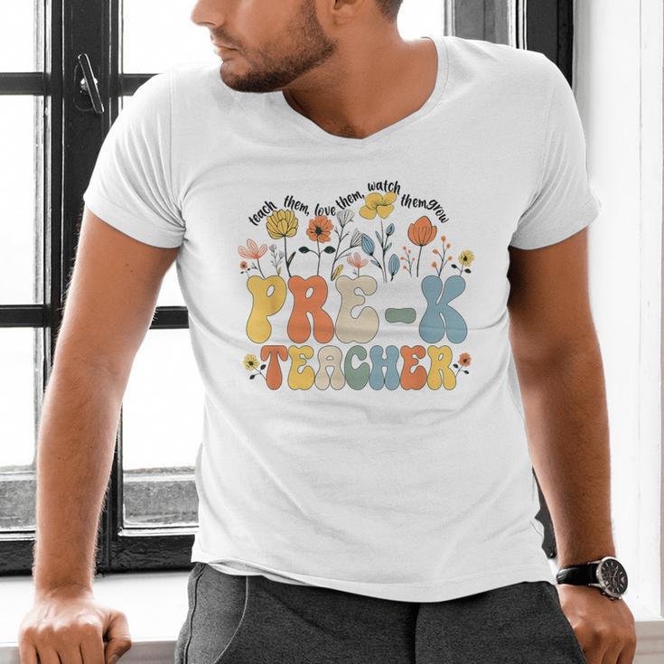 Pre-k Teacher Appreciation Teaching Wildflowers Men's V-Neck T-Shirt, gift for family, gift for coworker Pre-k Teacher Appreciation Teaching Wildflowers Men's V-Neck T-Shirt, gift for family, gift for coworker
