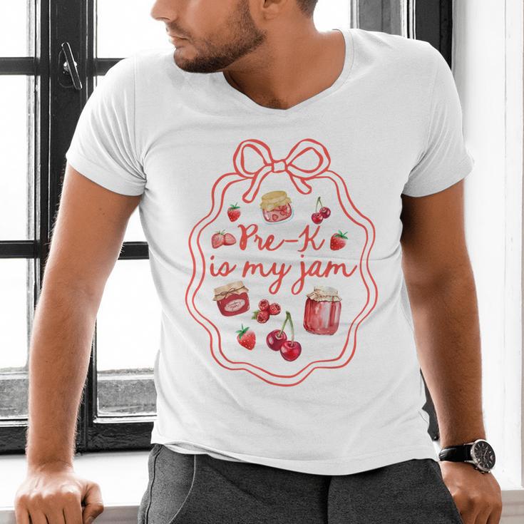 Preschool Pre-K Is My Jam Strawberry Girl Teacher Kids Men's V-Neck T-Shirt, gift for family, gift for coworker Preschool Pre-K Is My Jam Strawberry Girl Teacher Kids Men's V-Neck T-Shirt, gift for family, gift for coworker
