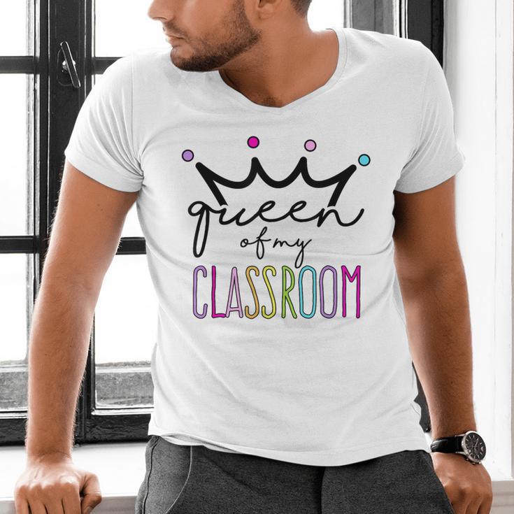 Queen Of My Classroom Colorful Teacher For Men Women Men's V-Neck T-Shirt, gift for family, gift for coworker Queen Of My Classroom Colorful Teacher For Men Women Men's V-Neck T-Shirt, gift for family, gift for coworker