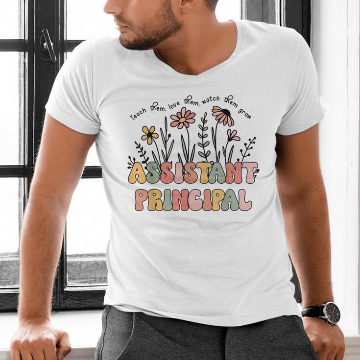 Retro Floral Assistant Principal Shirt For Teachers Day Men's V-Neck T-Shirt, gift for family, gift for coworker