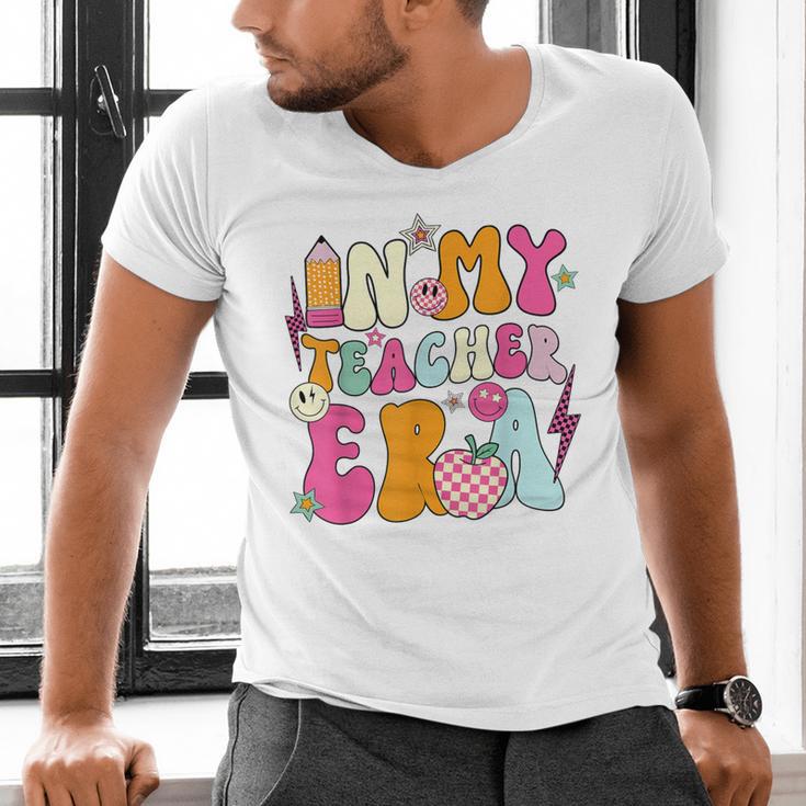 Retro Groovy In My Teaching Era Best Teacher Appreciation Men's V-Neck T-Shirt, Groovy Teacher Shirts, gift for family, gift for coworker