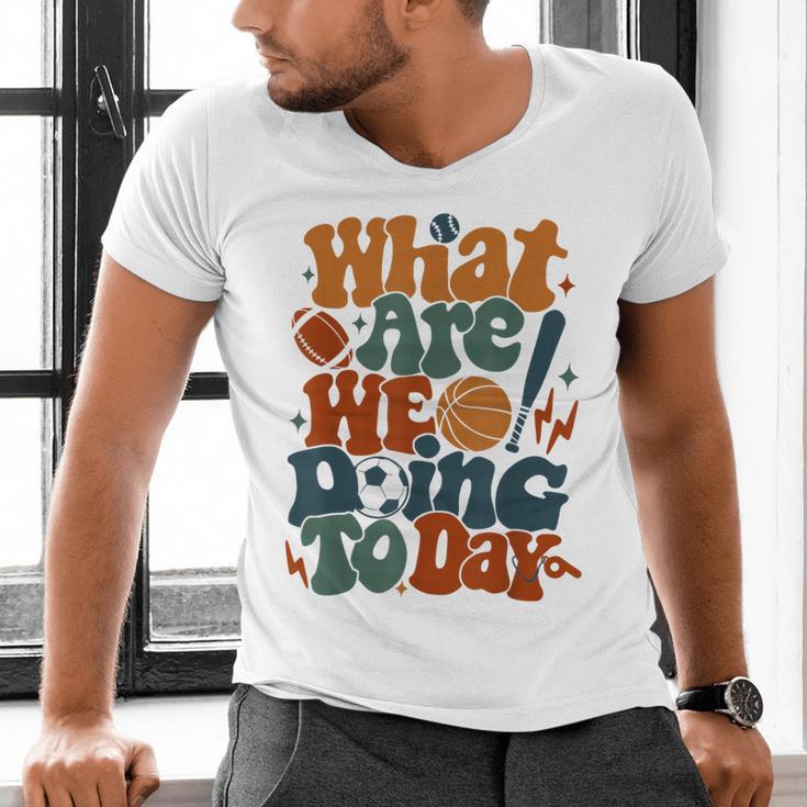 Retro PE Teacher What Are We Doing Today School Coach Women Men's V-Neck T-Shirt, Pe Teacher Shirts, gift for family, gift for coworker