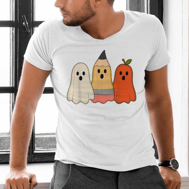 Retro Pencil Ghost Boo Spooky Teacher Halloween Costume Men's V-Neck T-Shirt, gift for family, gift for coworker Retro Pencil Ghost Boo Spooky Teacher Halloween Costume Men's V-Neck T-Shirt, gift for family, gift for coworker