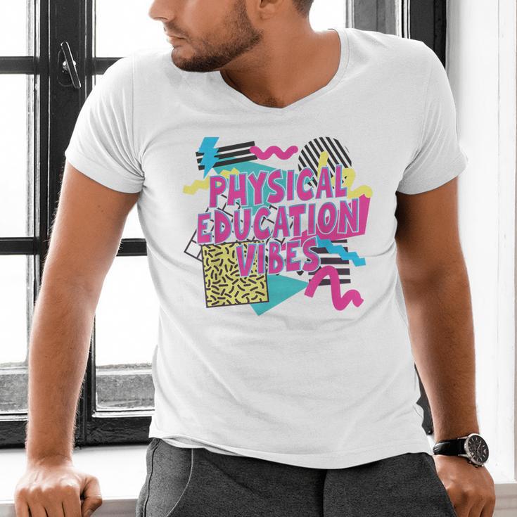 Retro Physical Education Vibes Gym Teacher Phys Ed Teacher Men's V-Neck T-Shirt, gift for family, gift for coworker