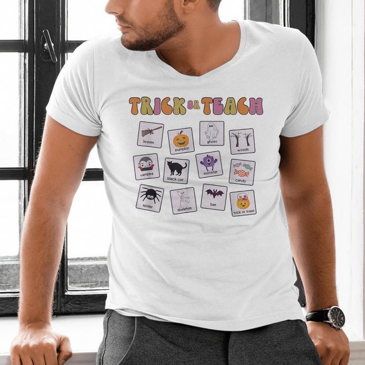 Retro Trick Or Treat Halloween Special Education Teacher Men's V-Neck T-Shirt, gift for family, gift for coworker