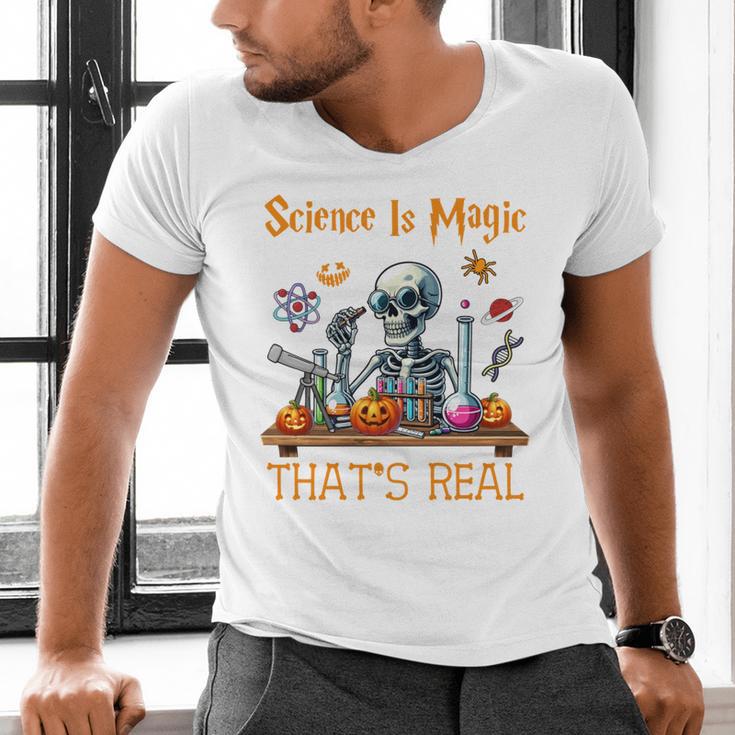 Science Is Magic Halloween Skeleton Students Teacher Men's V-Neck T-Shirt, Science Teacher Shirts, gift for family, gift for coworker Science Is Magic Halloween Skeleton Students Teacher Men's V-Neck T-Shirt, Science Teacher Shirts, gift for family, gift for coworker