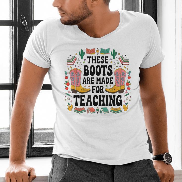 These Boots Are Made Teaching Western Cowboy Teacher Men's V-Neck T-Shirt, gift for family, gift for coworker These Boots Are Made Teaching Western Cowboy Teacher Men's V-Neck T-Shirt, gift for family, gift for coworker
