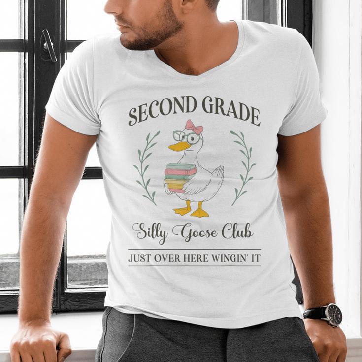 Second Grade Silly Goose Club For Teacher Or Student Men's V-Neck T-Shirt, gift for family, gift for coworker