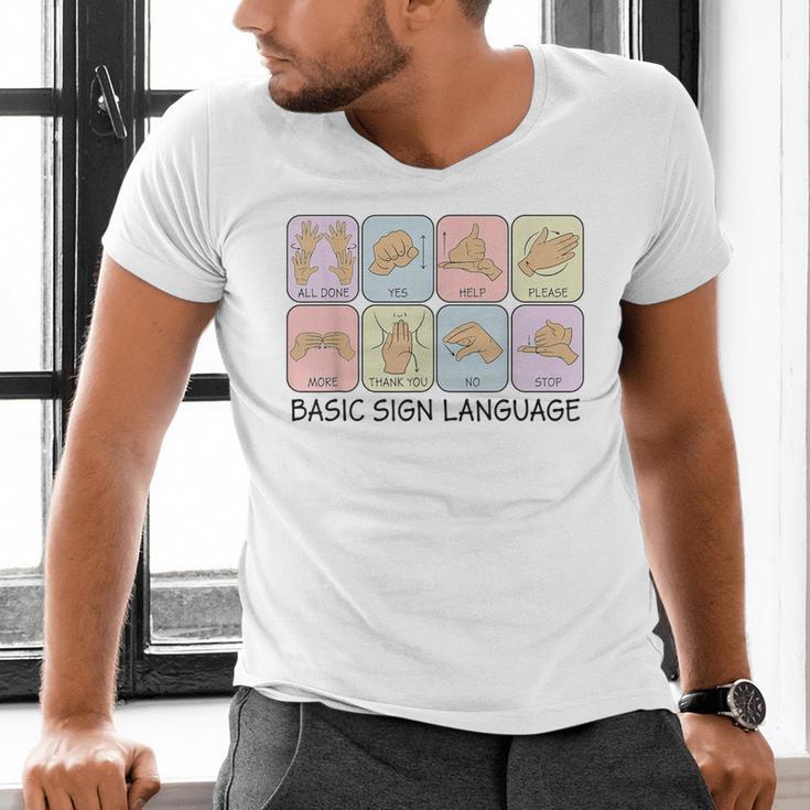 Basic Sign Language Speech Pathology Aac Sped Teacher Men's V-Neck T-Shirt, gift for family, gift for coworker Basic Sign Language Speech Pathology Aac Sped Teacher Men's V-Neck T-Shirt, gift for family, gift for coworker
