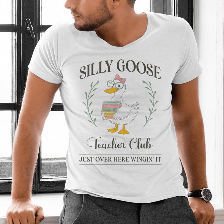 Silly Goose Teacher Club Men's V-Neck T-Shirt, gift for family, gift for coworker Silly Goose Teacher Club Men's V-Neck T-Shirt, gift for family, gift for coworker