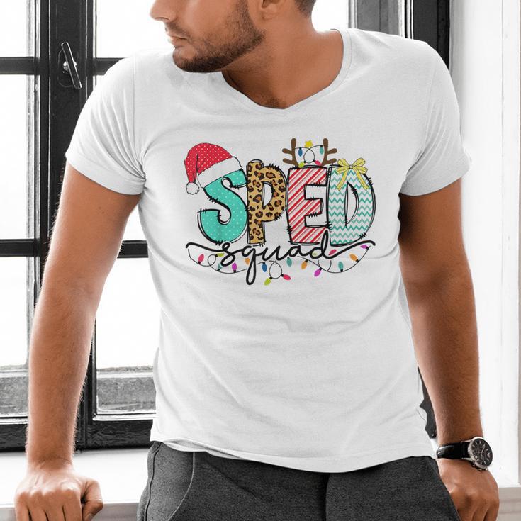 SPED Squad Special Education Teacher Autism Christmas Women Men's V-Neck T-Shirt, gift for family, gift for coworker