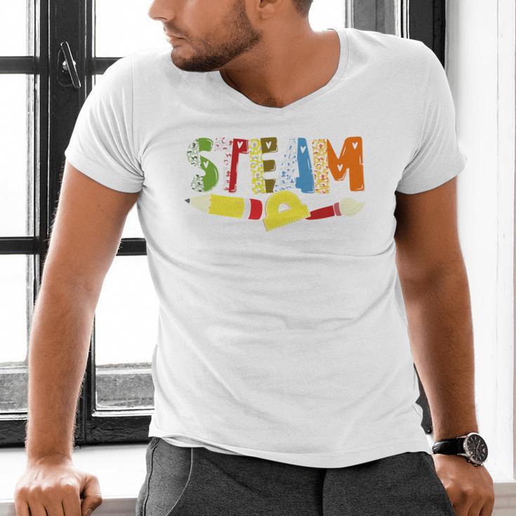 Steam Teacher Science Tech Engineering Arts Maker Men's V-Neck T-Shirt, Science Teacher Shirts, gift for family, gift for coworker