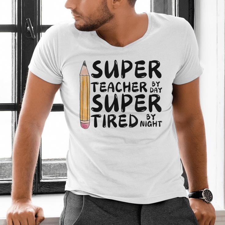 Super Teacher By Day Super Tired By Night Back To School Men's V-Neck T-Shirt, Super Teacher Shirts, gift for family, gift for coworker Super Teacher By Day Super Tired By Night Back To School Men's V-Neck T-Shirt, Super Teacher Shirts, gift for family, gift for coworker