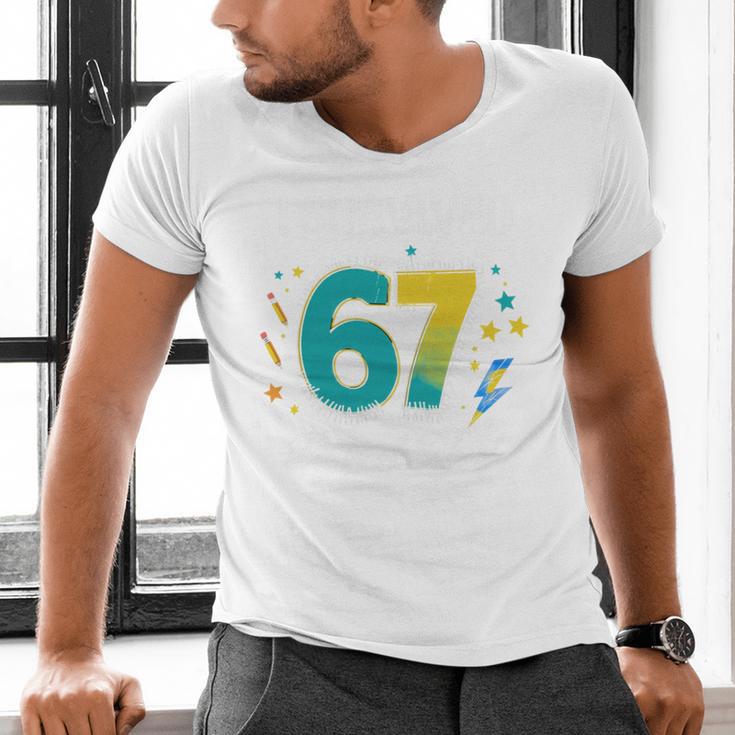 I Survived 67 Days Of School Teachers Students Meme Men's V-Neck T-Shirt, gift for family, gift for coworker