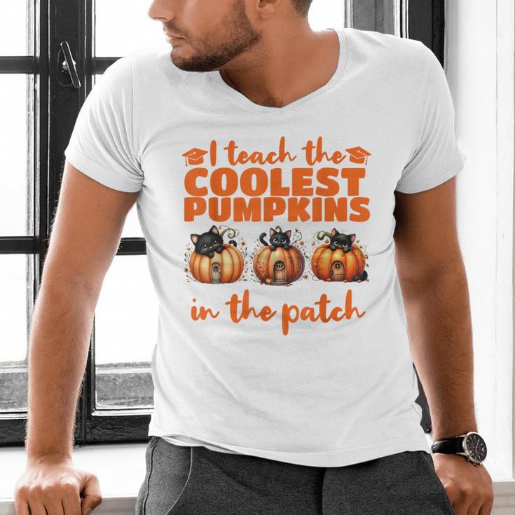 I Teach The Cutest Pumpkins Halloween Teacher Cat Lover Men's V-Neck T-Shirt, gift for family, gift for coworker I Teach The Cutest Pumpkins Halloween Teacher Cat Lover Men's V-Neck T-Shirt, gift for family, gift for coworker