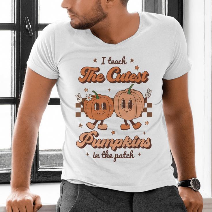 I Teach The Cutest Pumpkins In The Patch Retro Teacher Fall Men's V-Neck T-Shirt, gift for family, gift for coworker I Teach The Cutest Pumpkins In The Patch Retro Teacher Fall Men's V-Neck T-Shirt, gift for family, gift for coworker