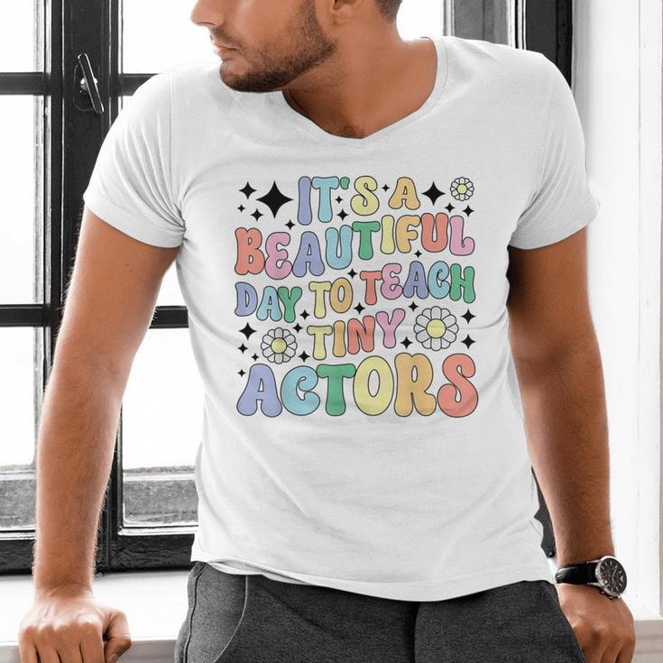 Teach Tiny Actors Theater Drama Teacher Drama Teaching Men's V-Neck T-Shirt, gift for family, gift for coworker