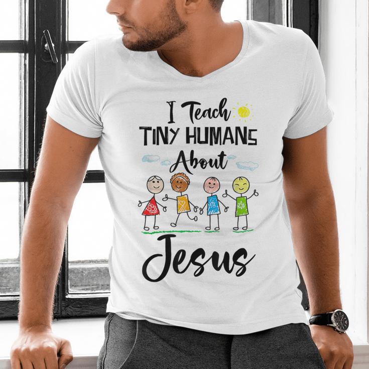 I Teach Tiny Humans About Jesus Sunday School Teacher Men's V-Neck T-Shirt, gift for family, gift for coworker I Teach Tiny Humans About Jesus Sunday School Teacher Men's V-Neck T-Shirt, gift for family, gift for coworker