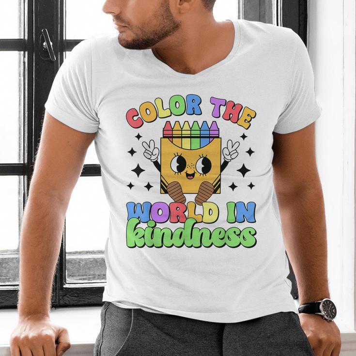Teacher Back To School Color In Kindness Crayon Pencil Men's V-Neck T-Shirt, gift for family, gift for coworker Teacher Back To School Color In Kindness Crayon Pencil Men's V-Neck T-Shirt, gift for family, gift for coworker