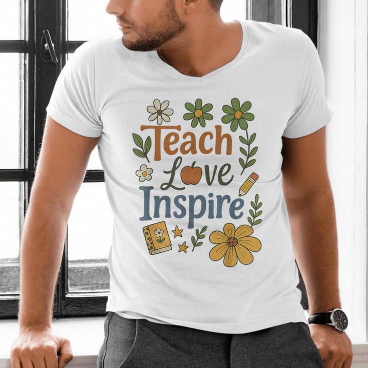 Teacher Inspire Love Men's V-Neck T-Shirt, gift for family, gift for coworker Teacher Inspire Love Men's V-Neck T-Shirt, gift for family, gift for coworker