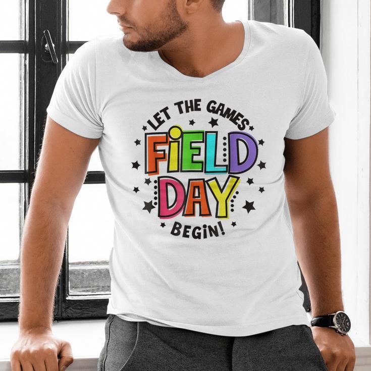 Teacher Student Field Day Let The Games Begin Field Day Men's V-Neck T-Shirt, gift for family, gift for coworker Teacher Student Field Day Let The Games Begin Field Day Men's V-Neck T-Shirt, gift for family, gift for coworker