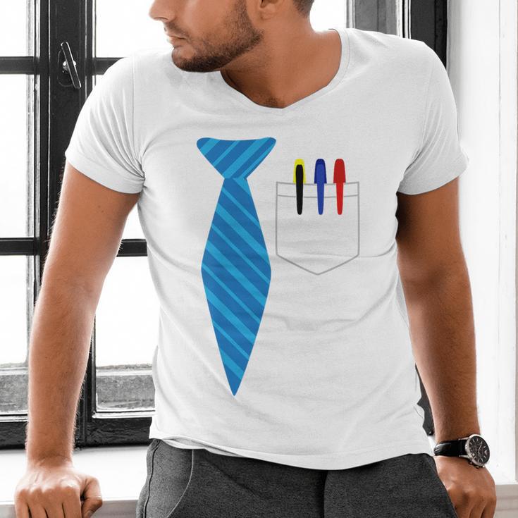 Teacher Tie & Pocket Protector Costume School Men's V-Neck T-Shirt, gift for family, gift for coworker Teacher Tie & Pocket Protector Costume School Men's V-Neck T-Shirt, gift for family, gift for coworker