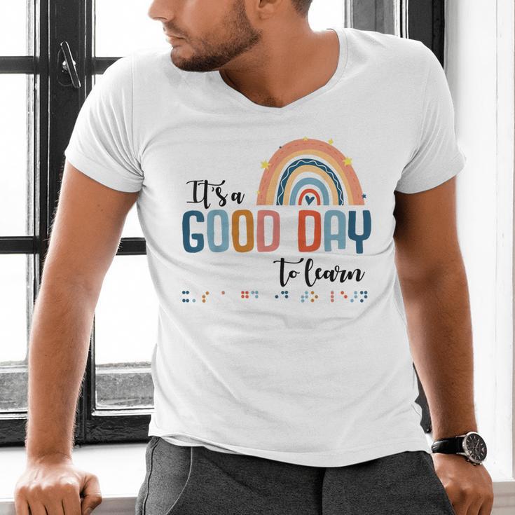 Teacher Of Visually Impaired Braille A Good Day To Learn Men's V-Neck T-Shirt, gift for family, gift for coworker Teacher Of Visually Impaired Braille A Good Day To Learn Men's V-Neck T-Shirt, gift for family, gift for coworker