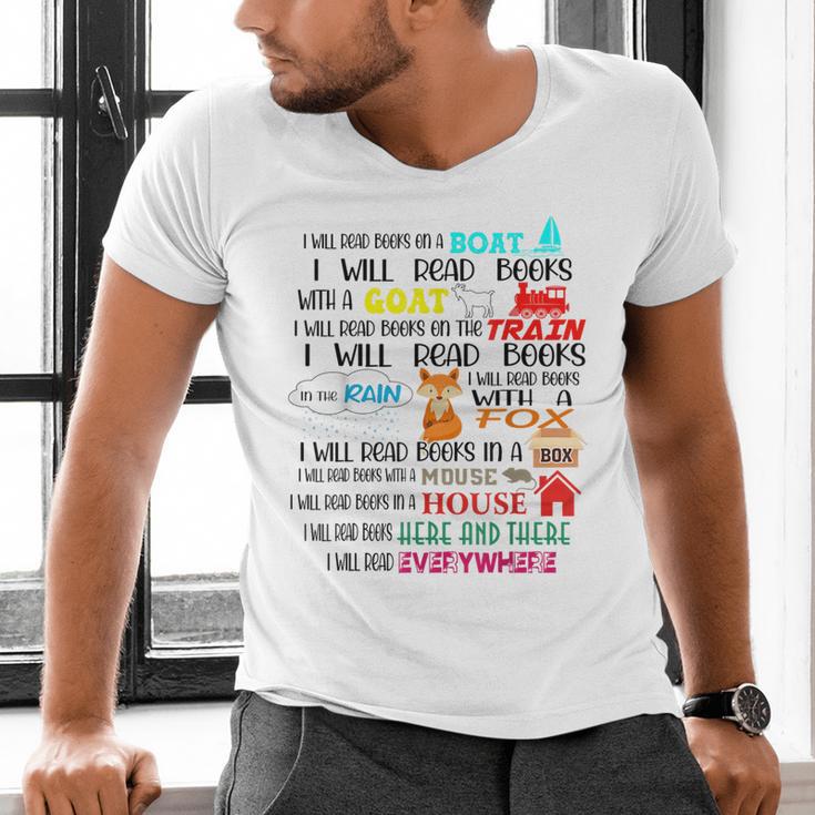 Teacher I Will Read Book On Boat Kids Women Bookworm Men's V-Neck T-Shirt, gift for family, gift for coworker Teacher I Will Read Book On Boat Kids Women Bookworm Men's V-Neck T-Shirt, gift for family, gift for coworker