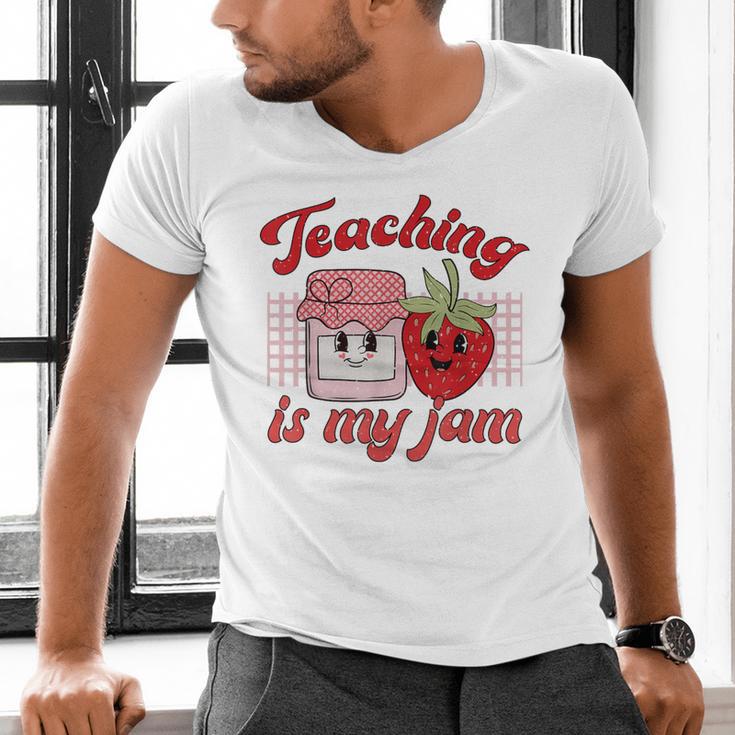 Teaching Is My Jam Cute Strawberry For Women Teachers Men's V-Neck T-Shirt, gift for family, gift for coworker Teaching Is My Jam Cute Strawberry For Women Teachers Men's V-Neck T-Shirt, gift for family, gift for coworker