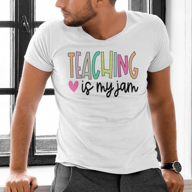 Teaching Is My Jam For Women Teacher Cute Teachers Outfit Men's V-Neck T-Shirt, gift for family, gift for coworker