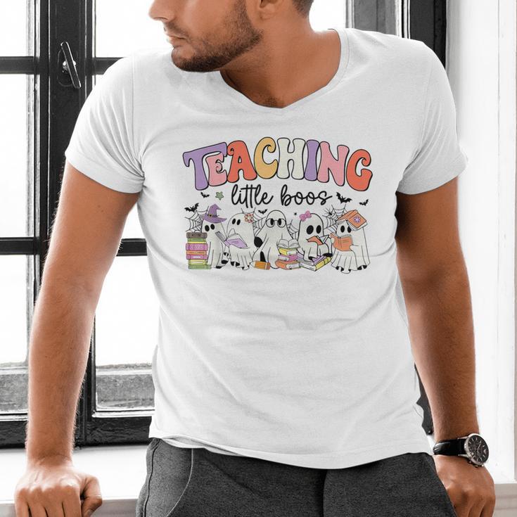 Teaching My Little Boos Teacher Ghost Teacher Halloween For Men Women Kids Men's V-Neck T-Shirt, gift for family, gift for coworker