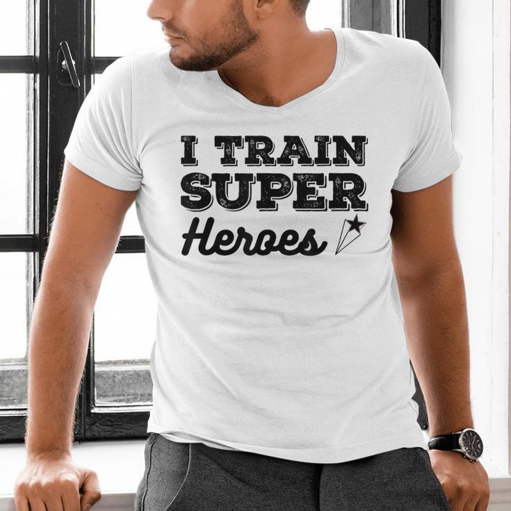 I Train Superheroes For Teacher Coach Men Women Men's V-Neck T-Shirt, gift for family, gift for coworker