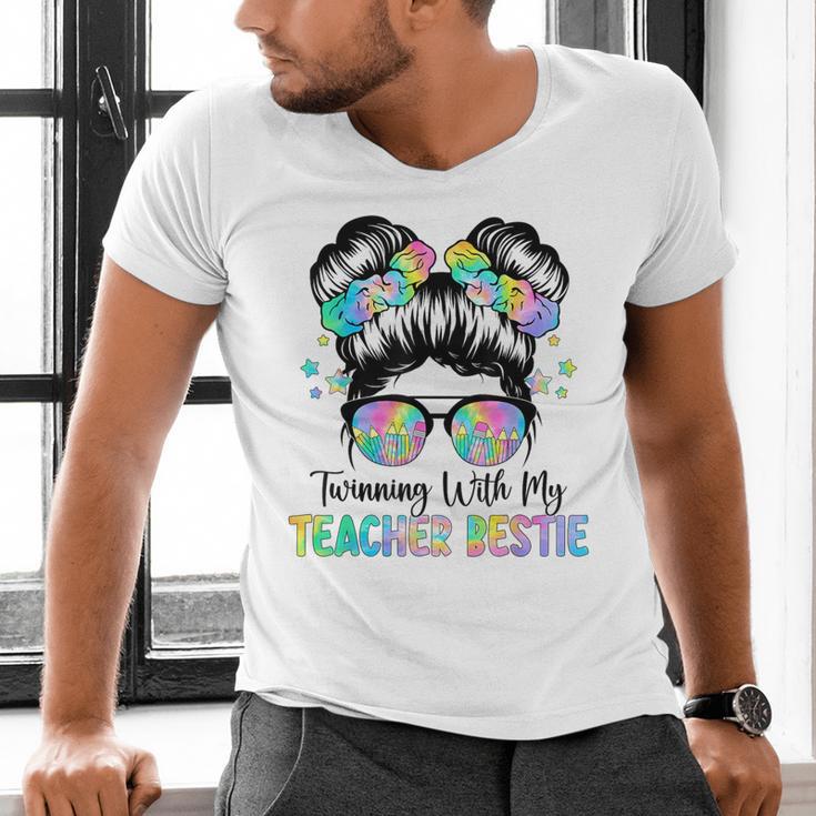 Twin Day Friends Teacher Twinning With My Bestie Men's V-Neck T-Shirt, gift for family, gift for coworker Twin Day Friends Teacher Twinning With My Bestie Men's V-Neck T-Shirt, gift for family, gift for coworker