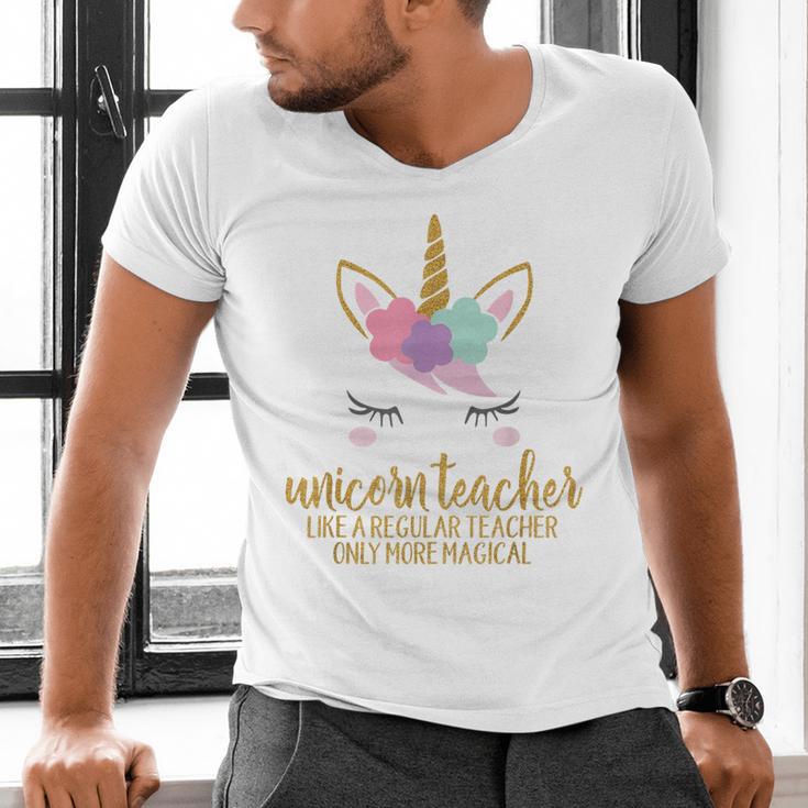 Unicorn Teacher Shirt For Women School Teacher Men's V-Neck T-Shirt, gift for family, gift for coworker